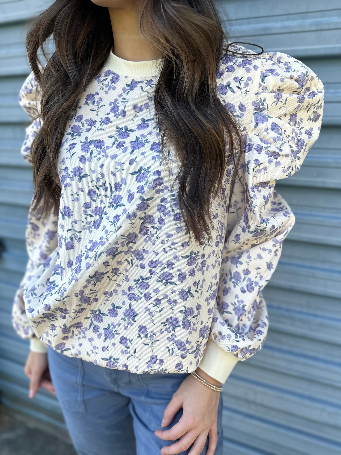 Flirty floral corduroy top