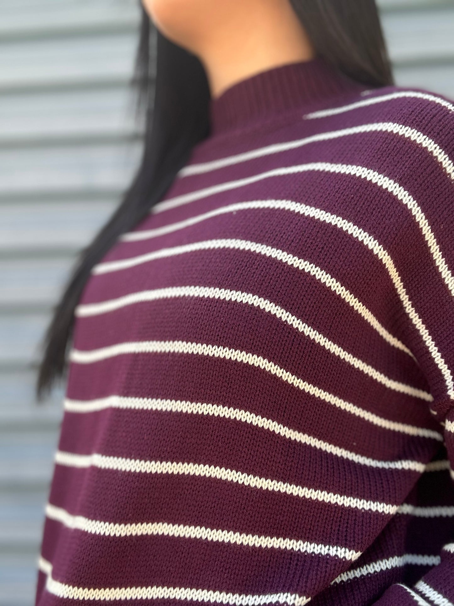 Striped Mock Neck Sweater