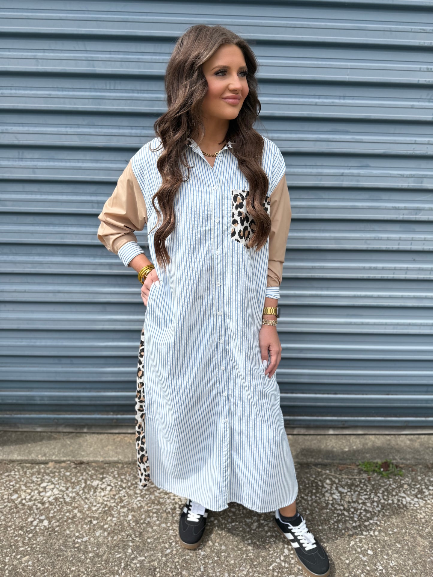 Wild Stripe Button Down Dress