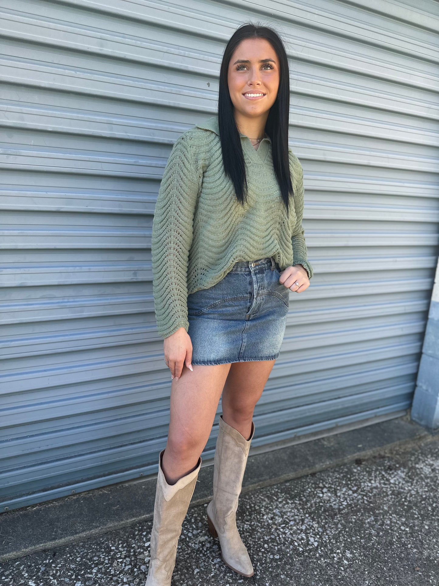 Sage wave sweater