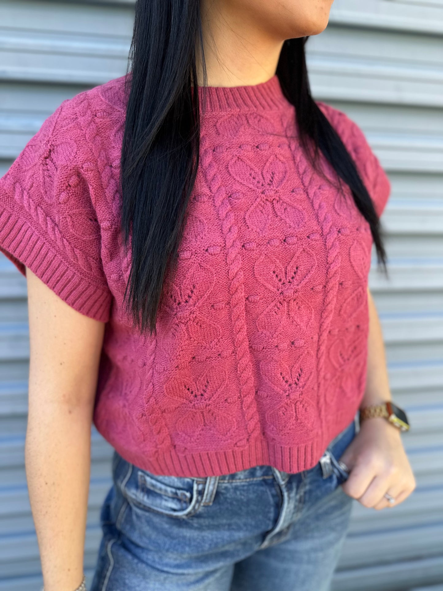 Mulberry bloom knit sweater vest