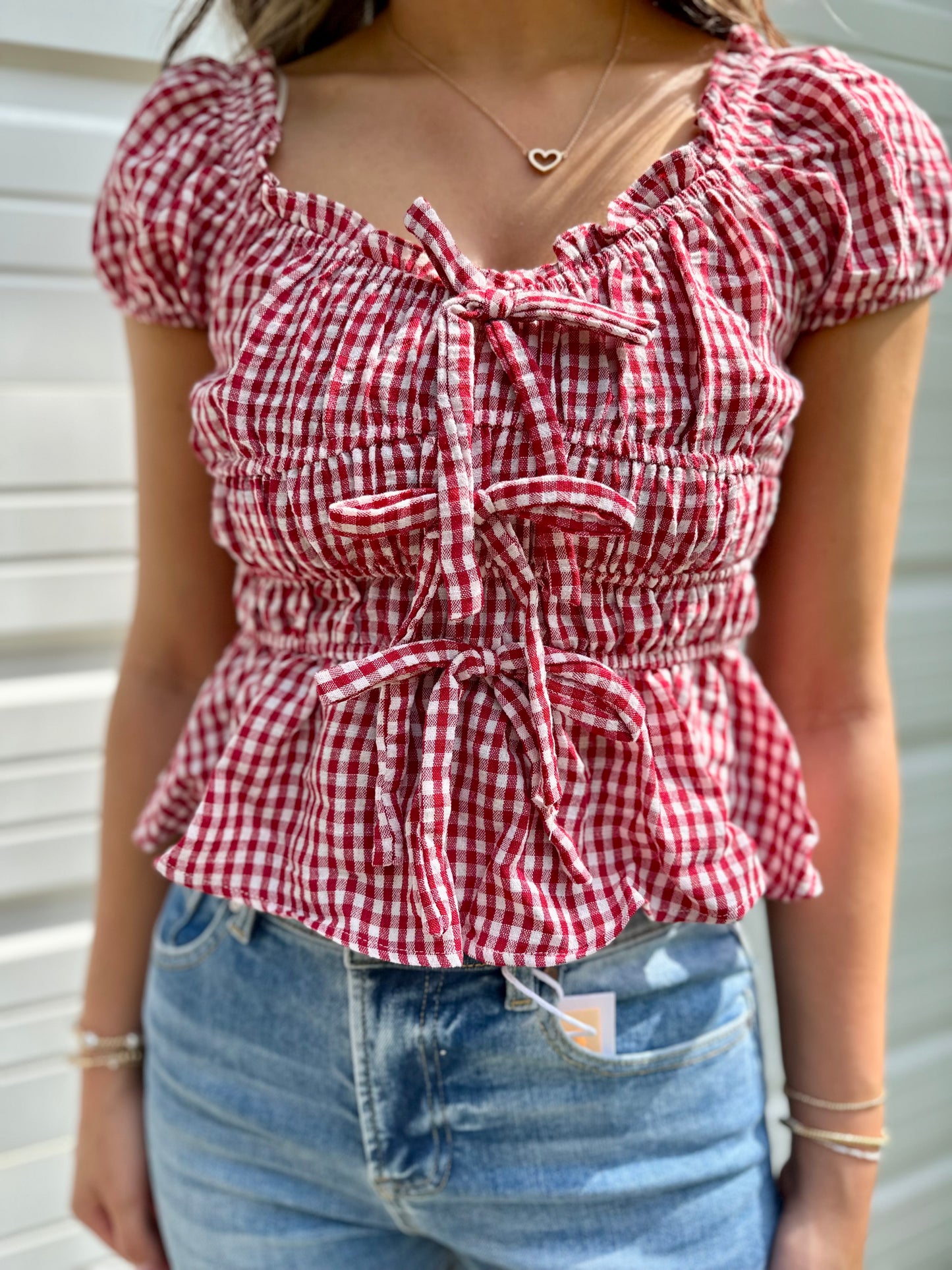 Gingham bow top