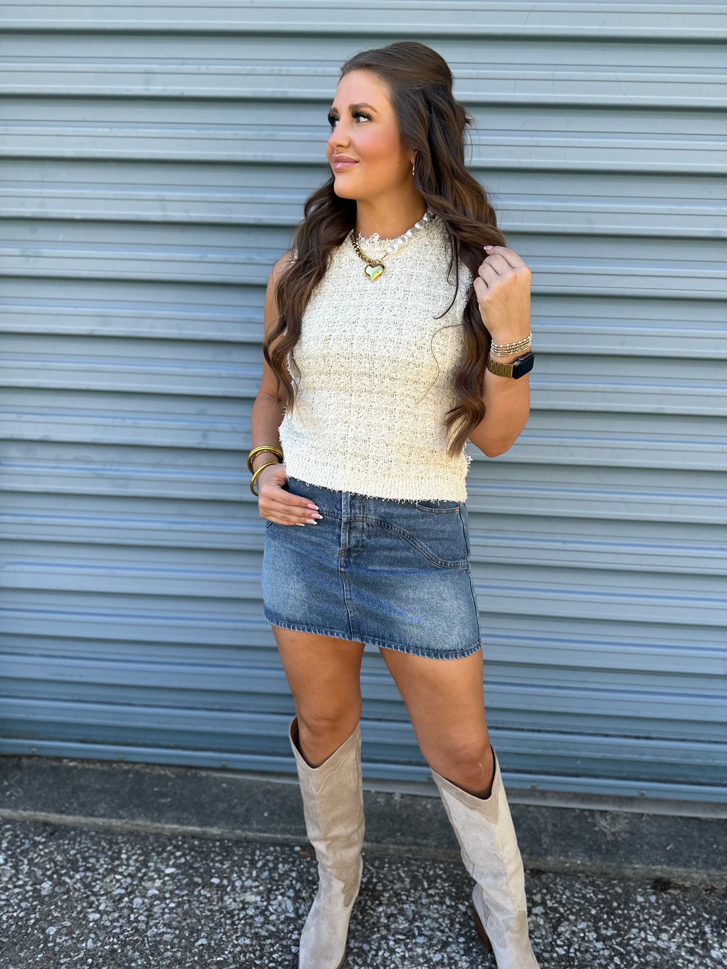 The oatmeal tweed vest