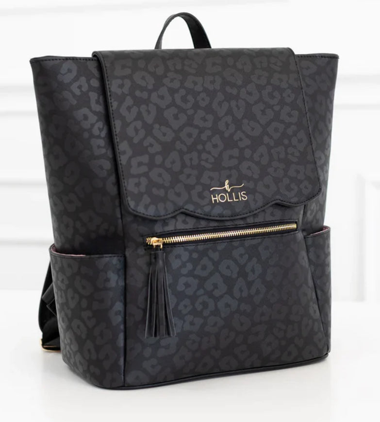 Hollis Black Leopard Frilly Backpack