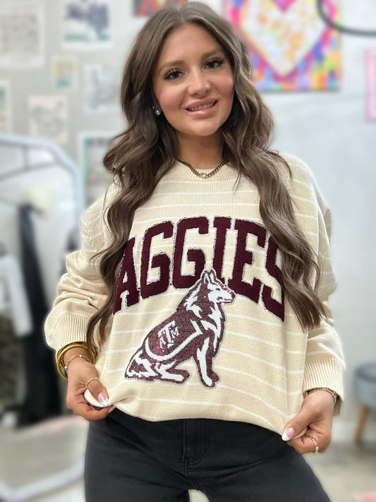 Aggie striped sweater Queen of sparkles