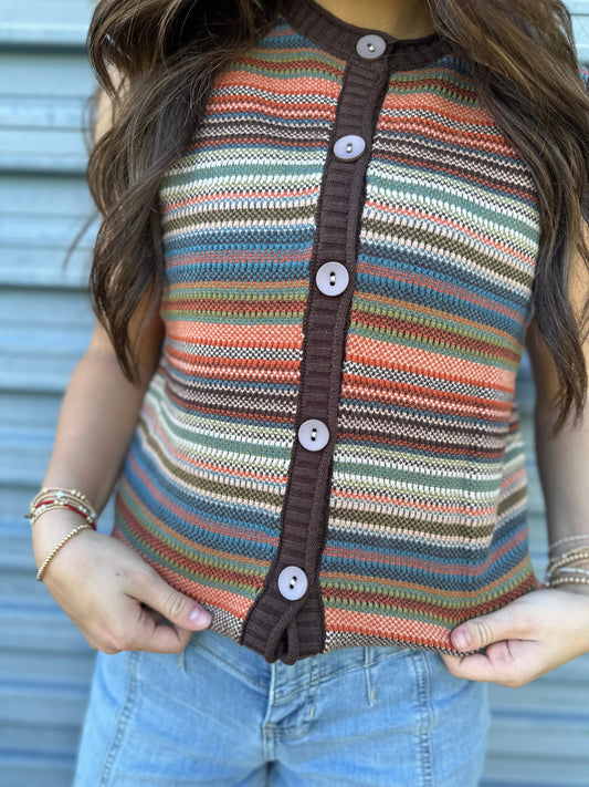 Retro Striped Sweater Vest