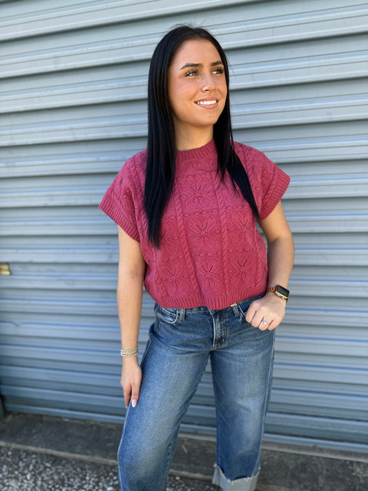 Mulberry bloom knit sweater vest