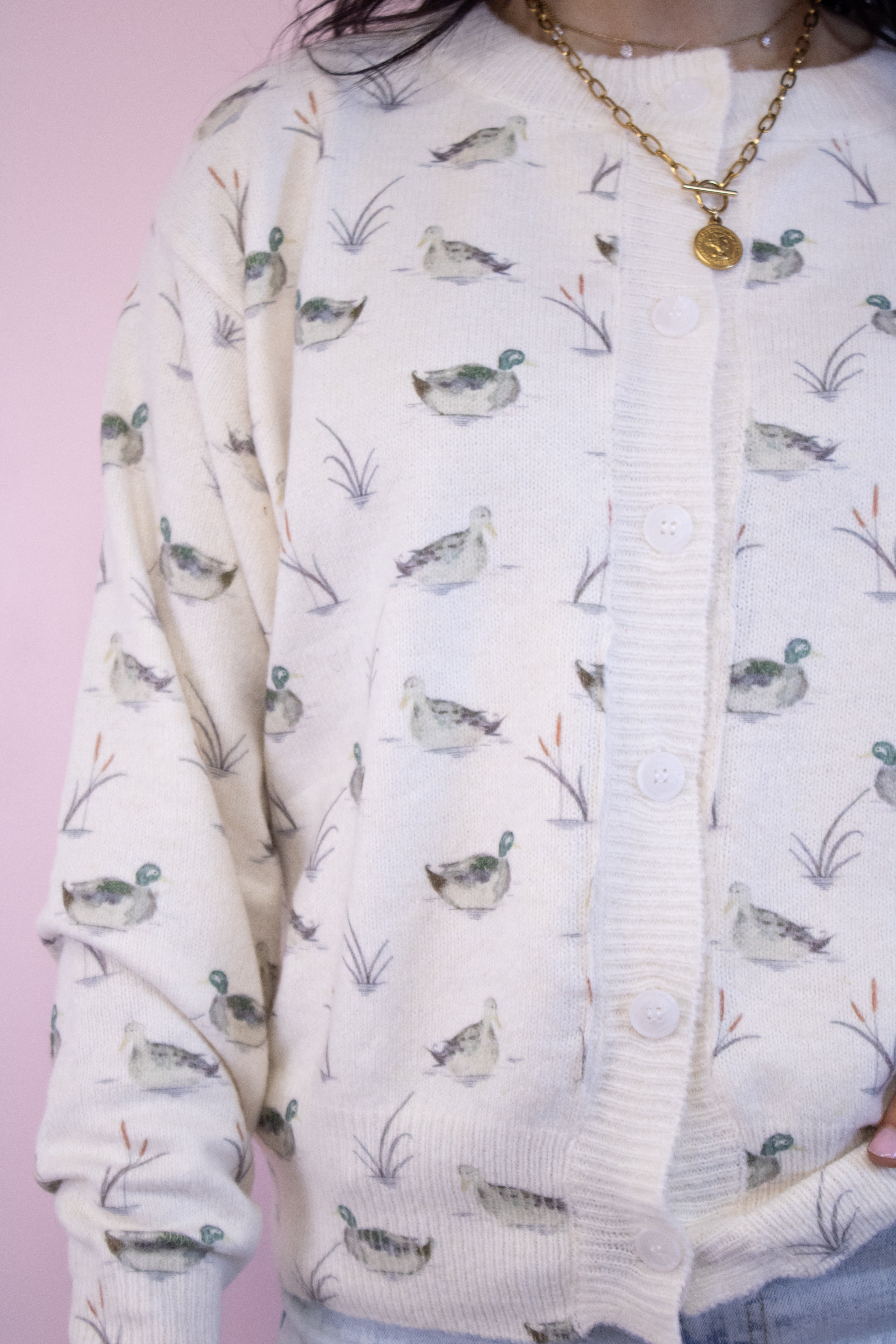 May’s Mallard duck cardigan