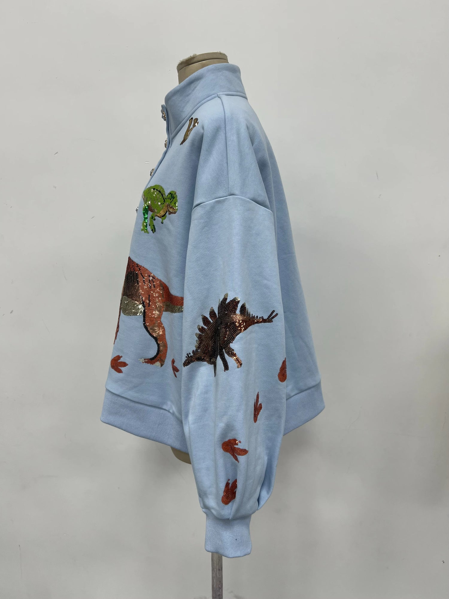 DINOTASTIC Henley sequin pullover