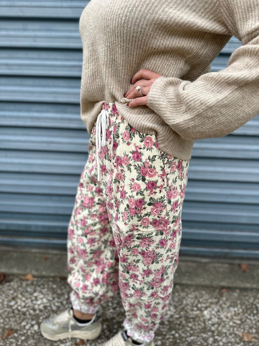 Floral daydream corduroy joggers