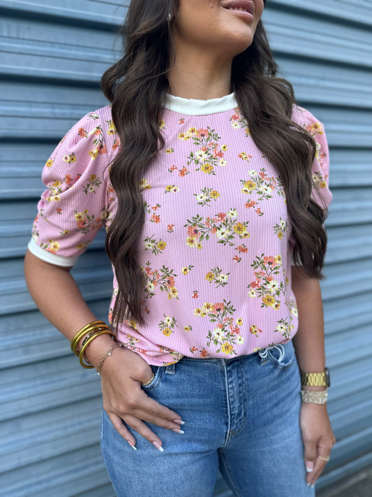 Puff sleeve floral blouse