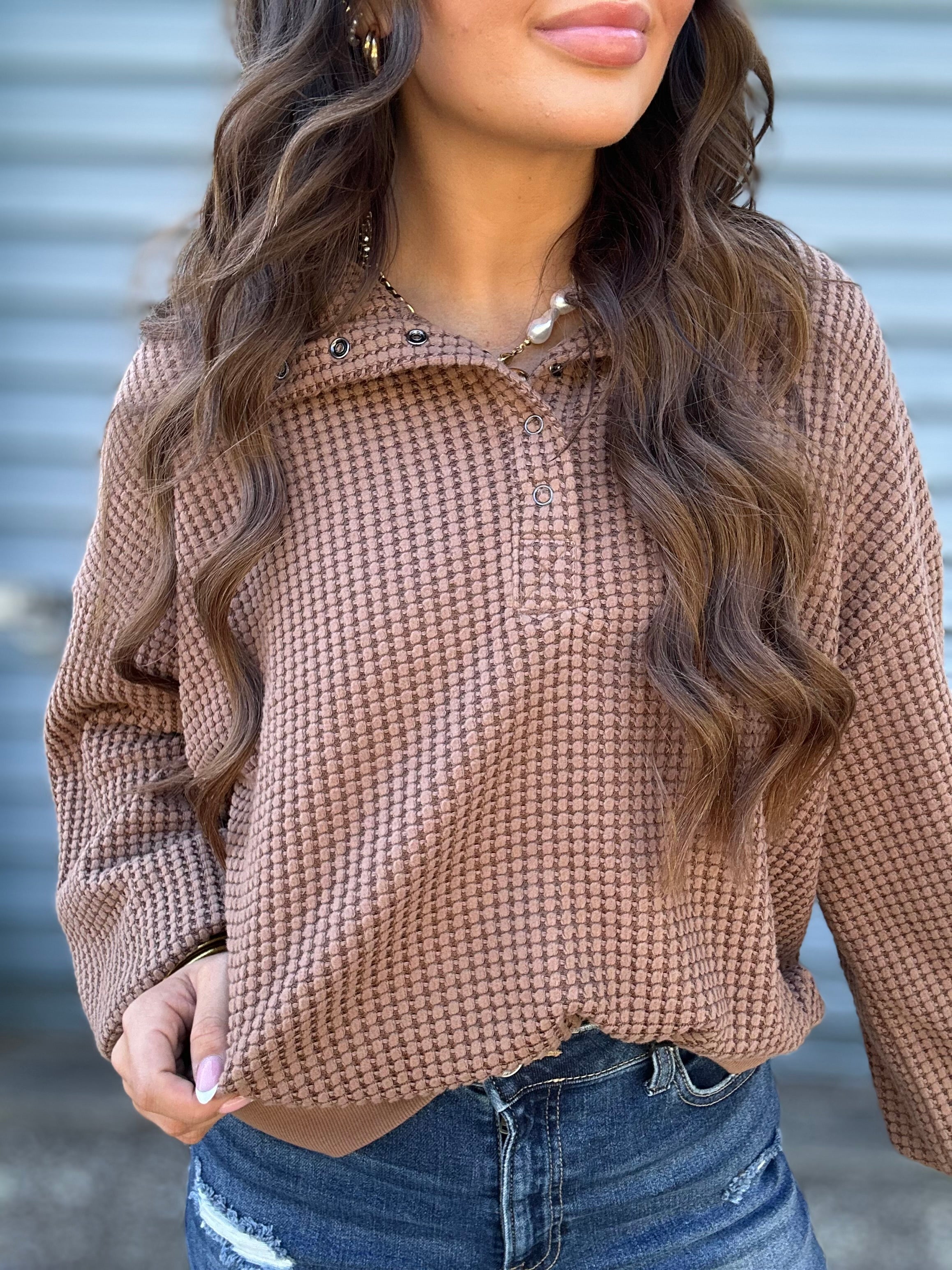 Cozy Waffle Button-Up