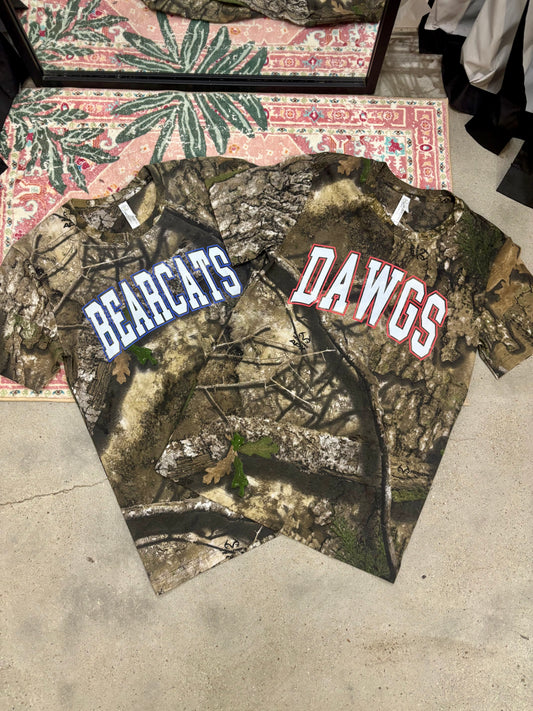 Camo school spirit tee