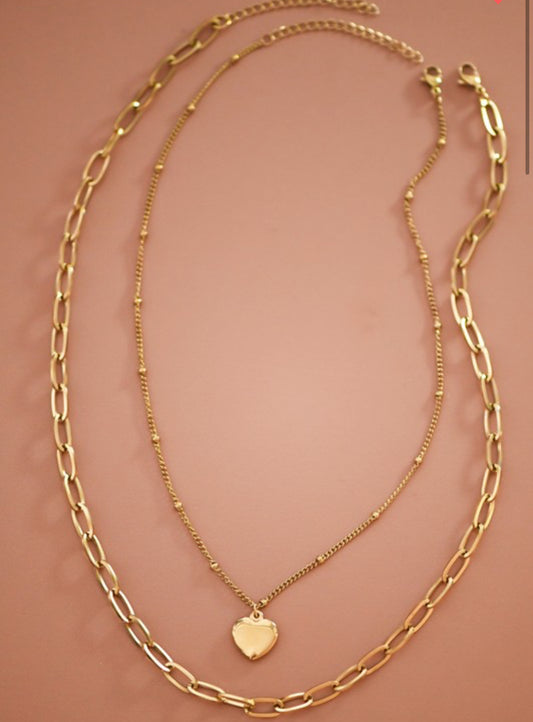 Bead paper clip chain necklace stack