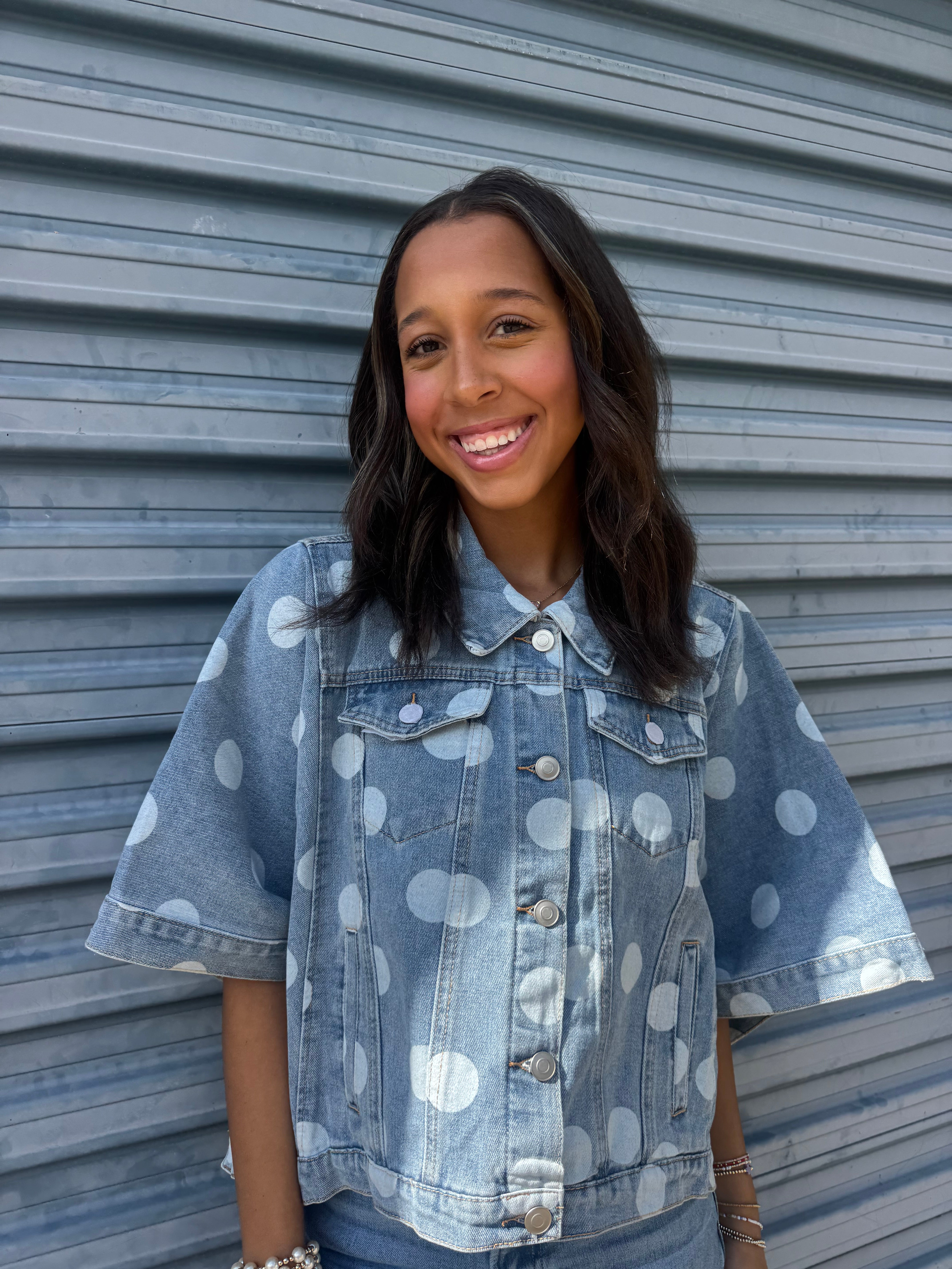 Dot On Denim Cape Jacket