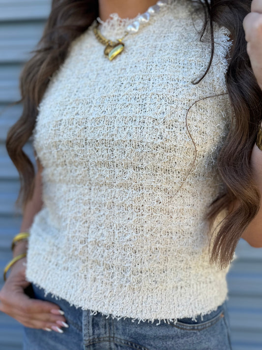 The oatmeal tweed vest