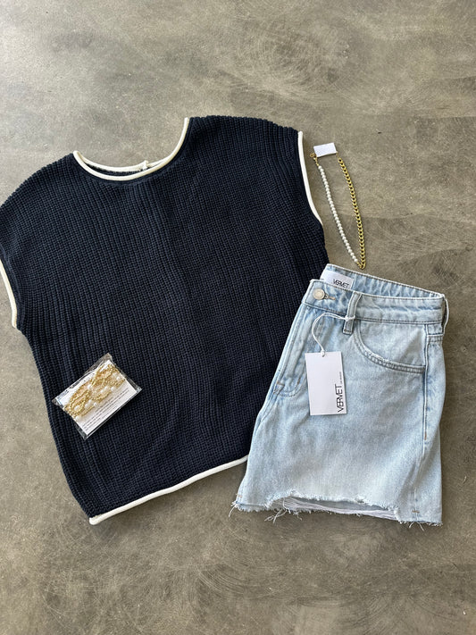 Navy sweater top