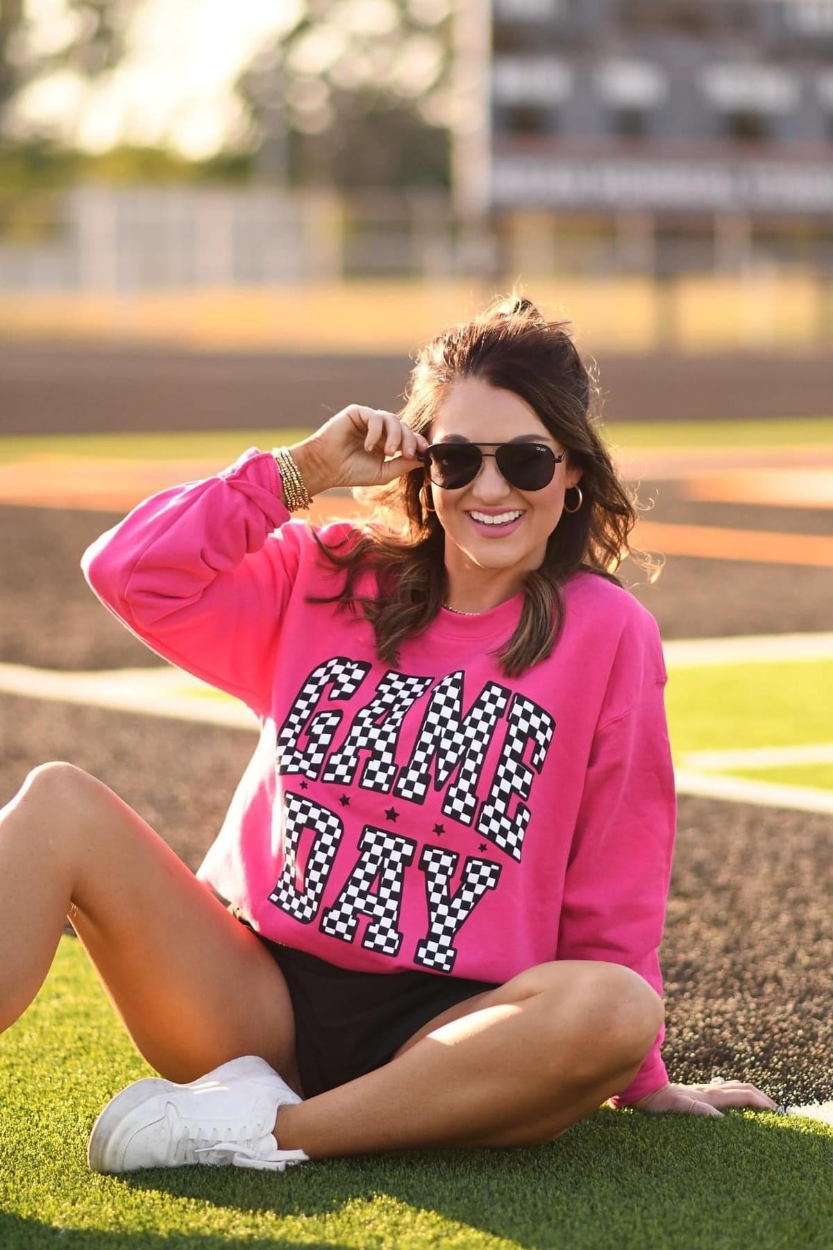 Checkered game day sweatshirts