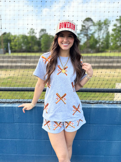 Heather grey baseball cutie sequin set