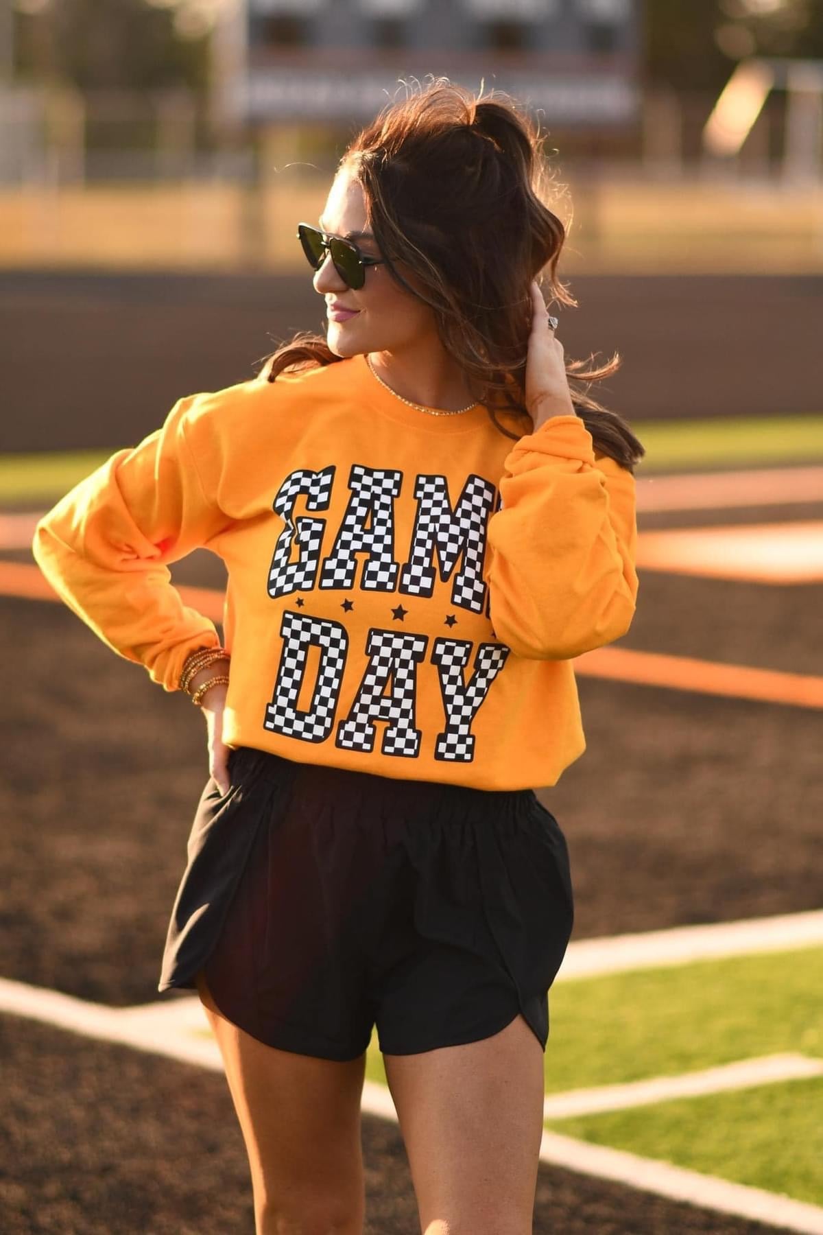 Checkered game day sweatshirts