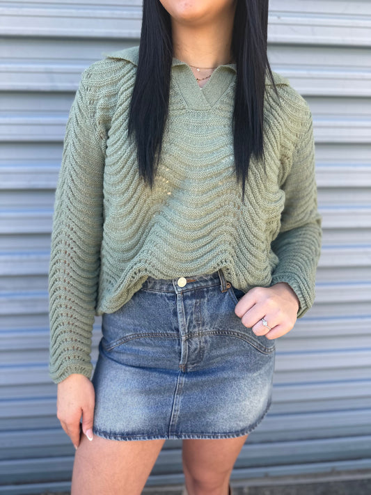 Sage wave sweater