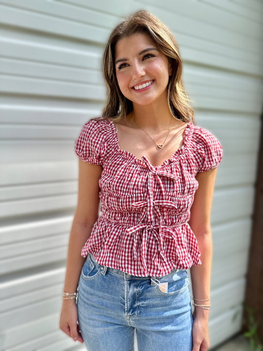 Gingham bow top
