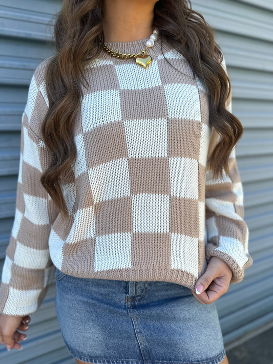 Cozy me up checkered sweater