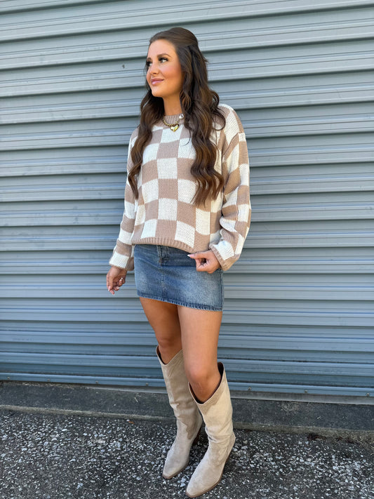 Cozy me up checkered sweater