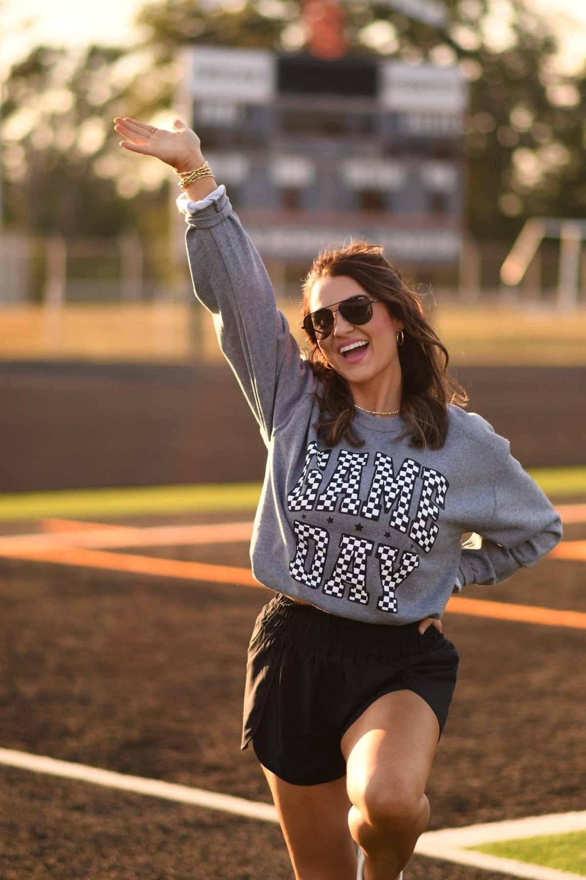 Checkered game day sweatshirts