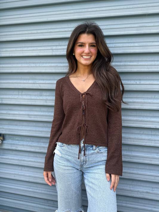 Cocoa Tie-Front Knit Top