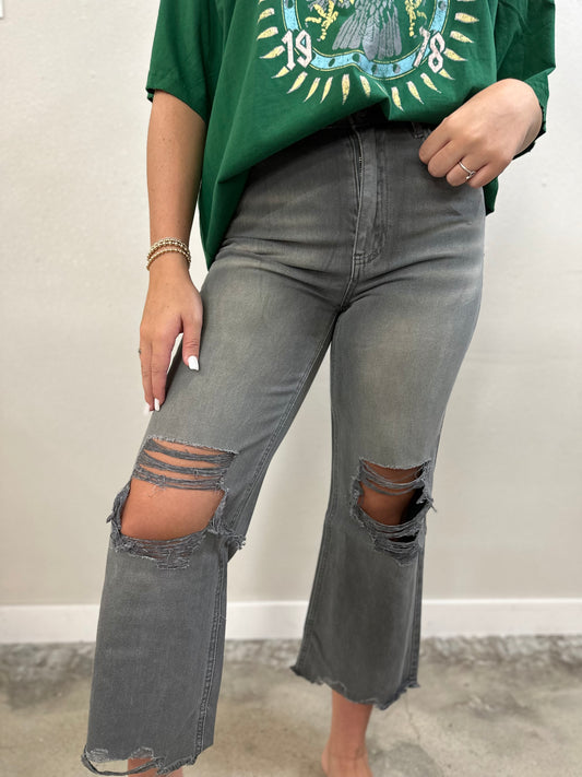 On the edge acid wash jeans