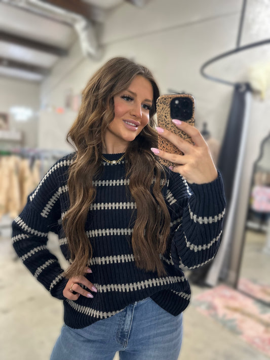 Midnight Blue Striped Sweater