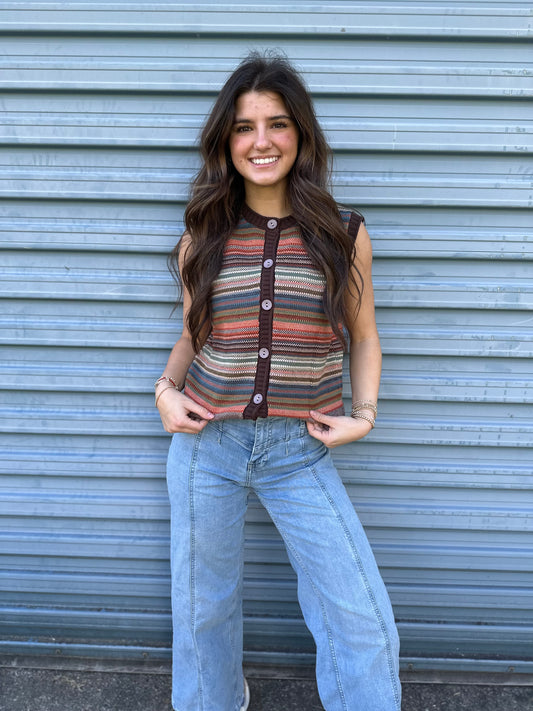 Retro Striped Sweater Vest