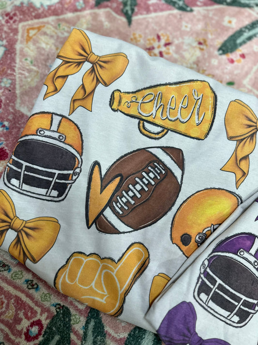 Cheer, helmets, & footballs