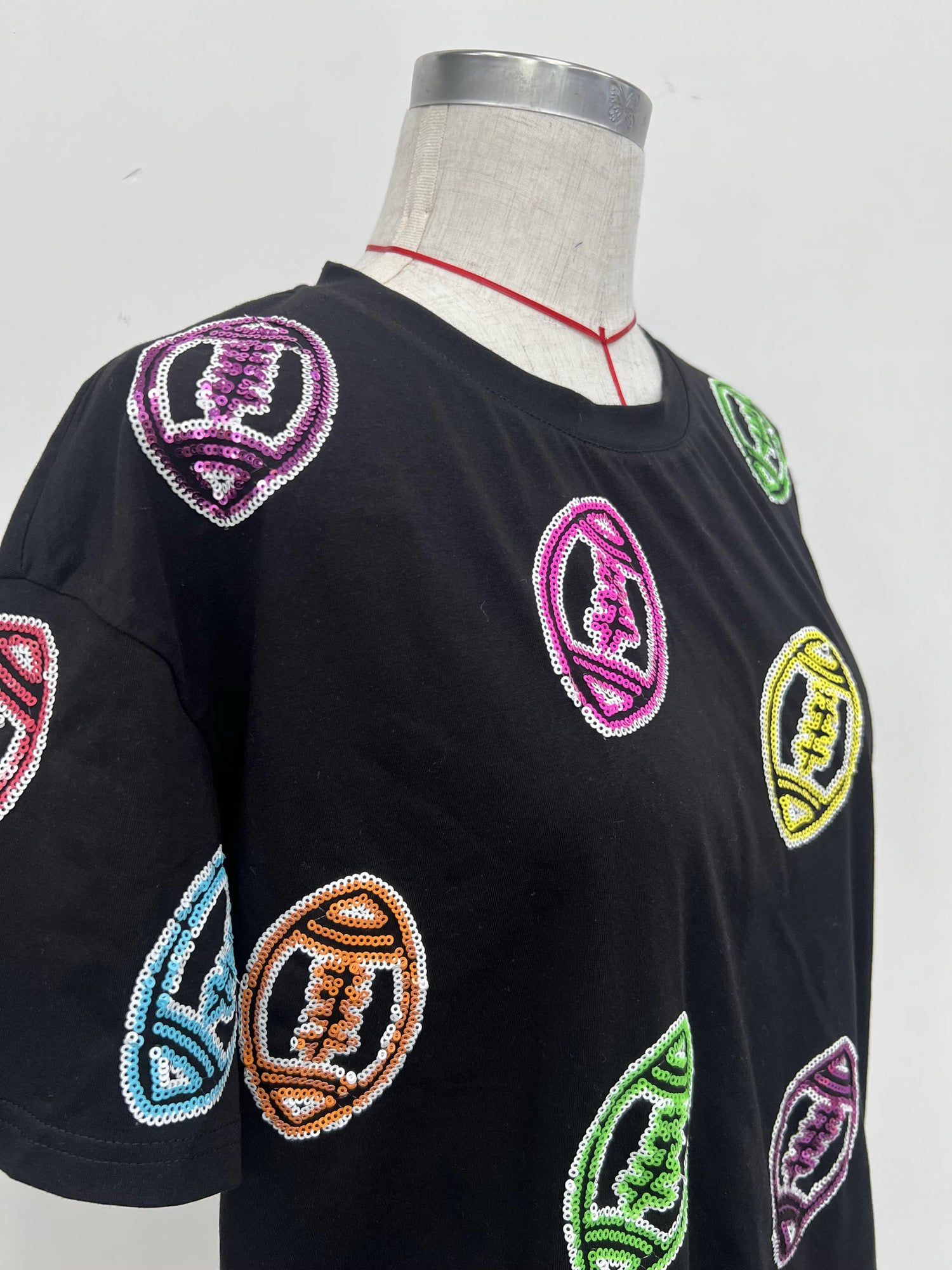 Color rush football sequin tee