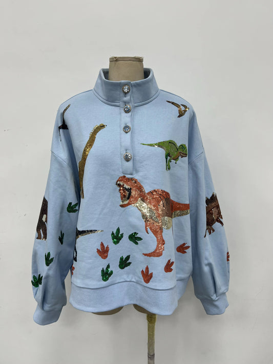 DINOTASTIC Henley sequin pullover