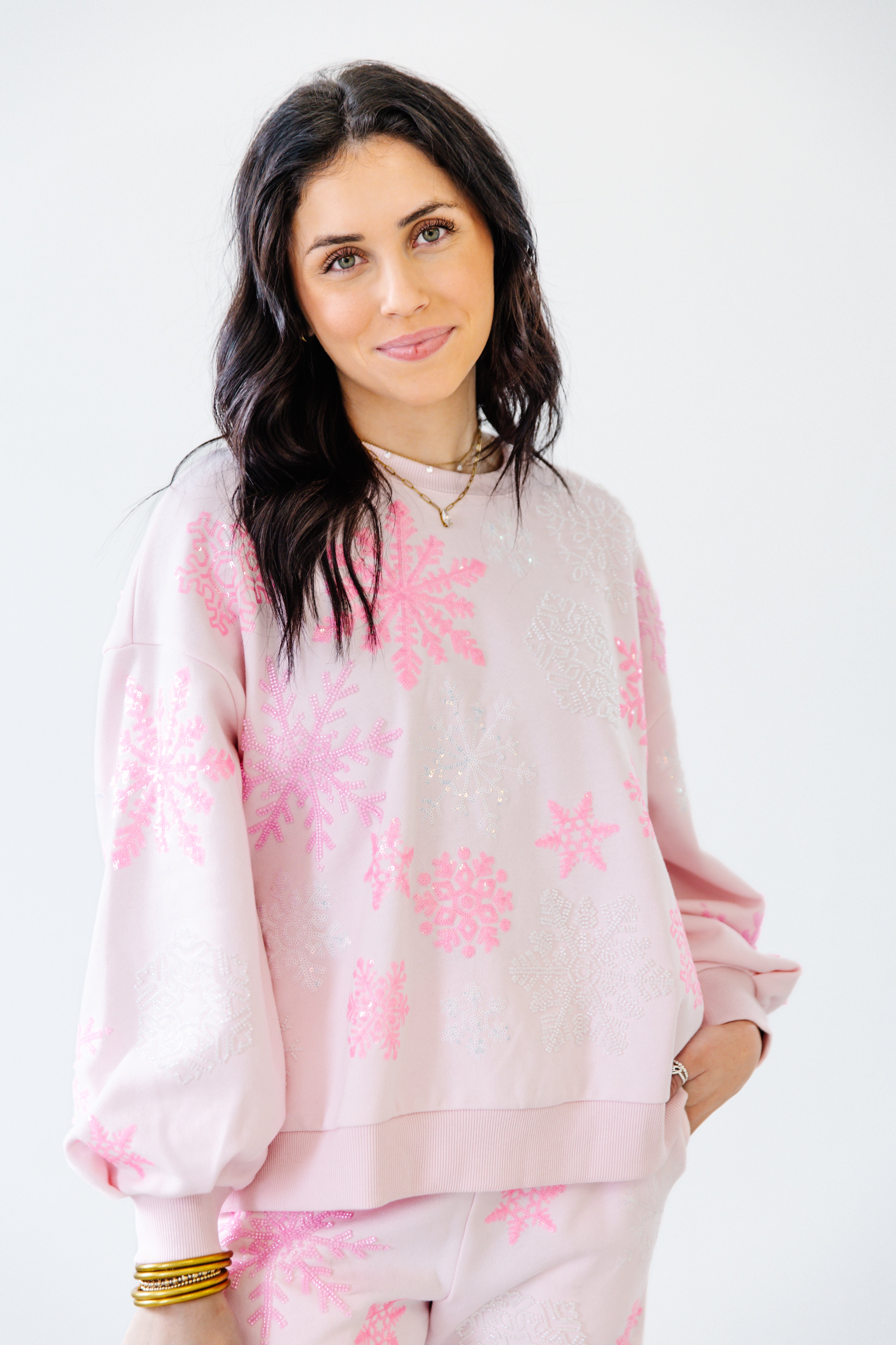 Pink snowflake Sequin Jogger Set