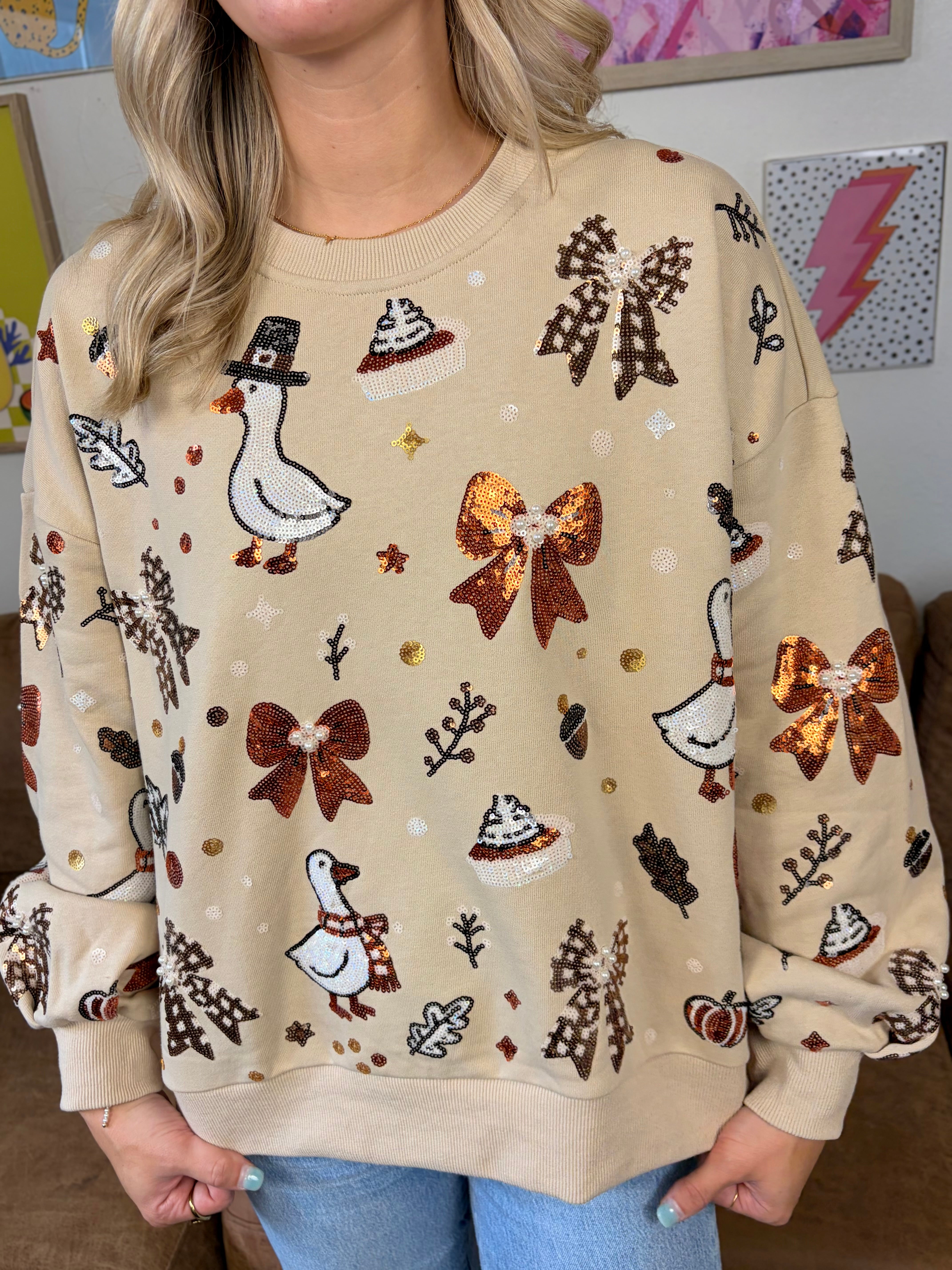 Sweet Geese Sequin Pullover | IN STOCK
