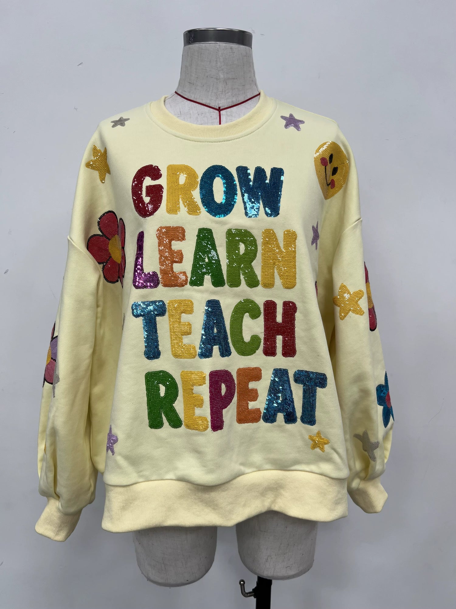 Grow Learn Teach Sequin pullover | PREORDER