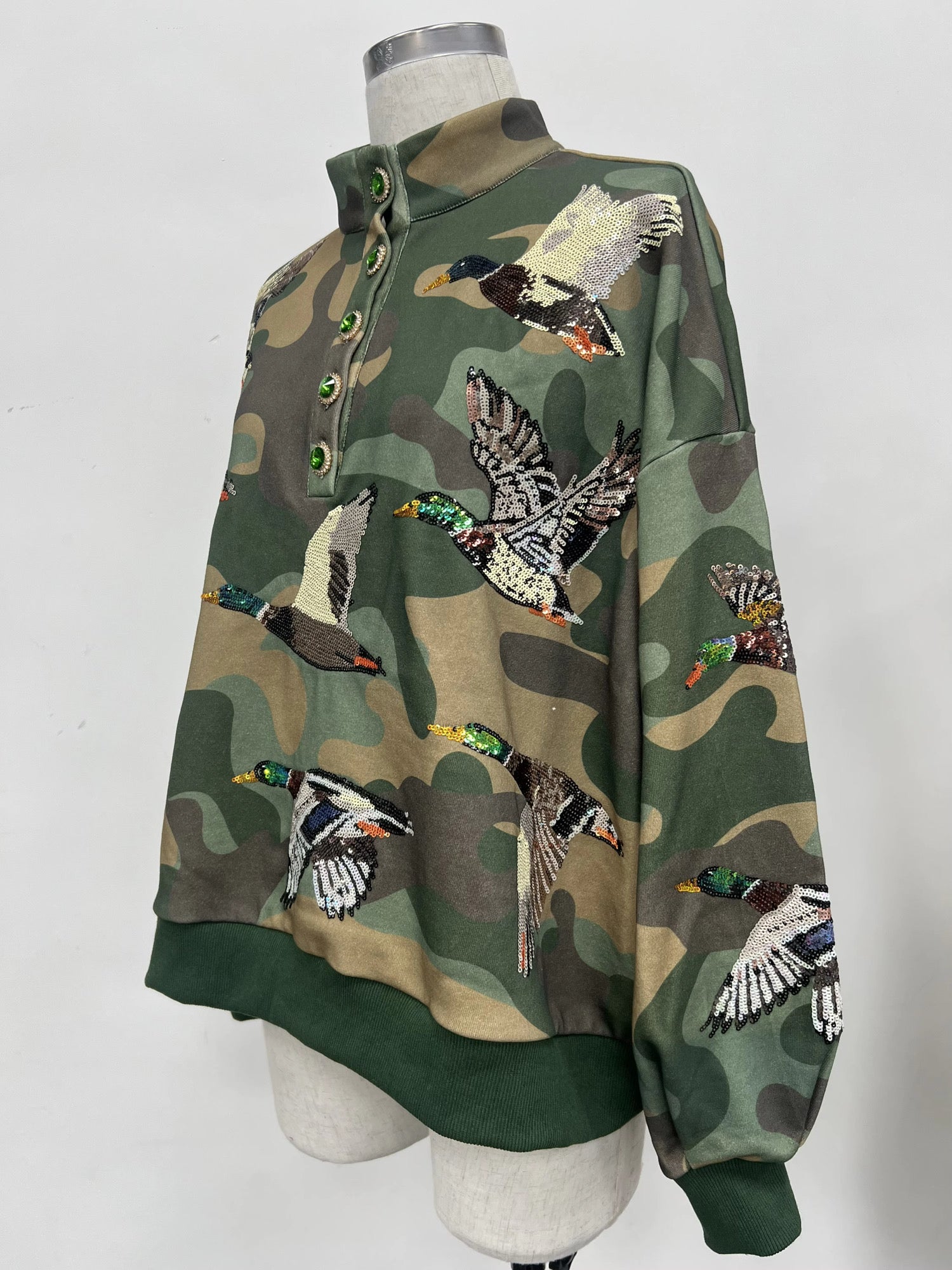 Camo mallard sequin Henley - MAY ARRIVAL