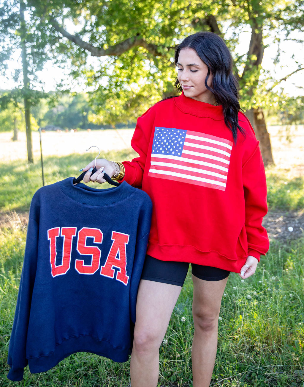 Navy USA Reversible Mock-Neck Pullover