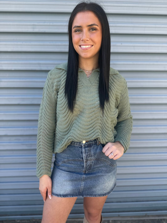 Sage wave sweater