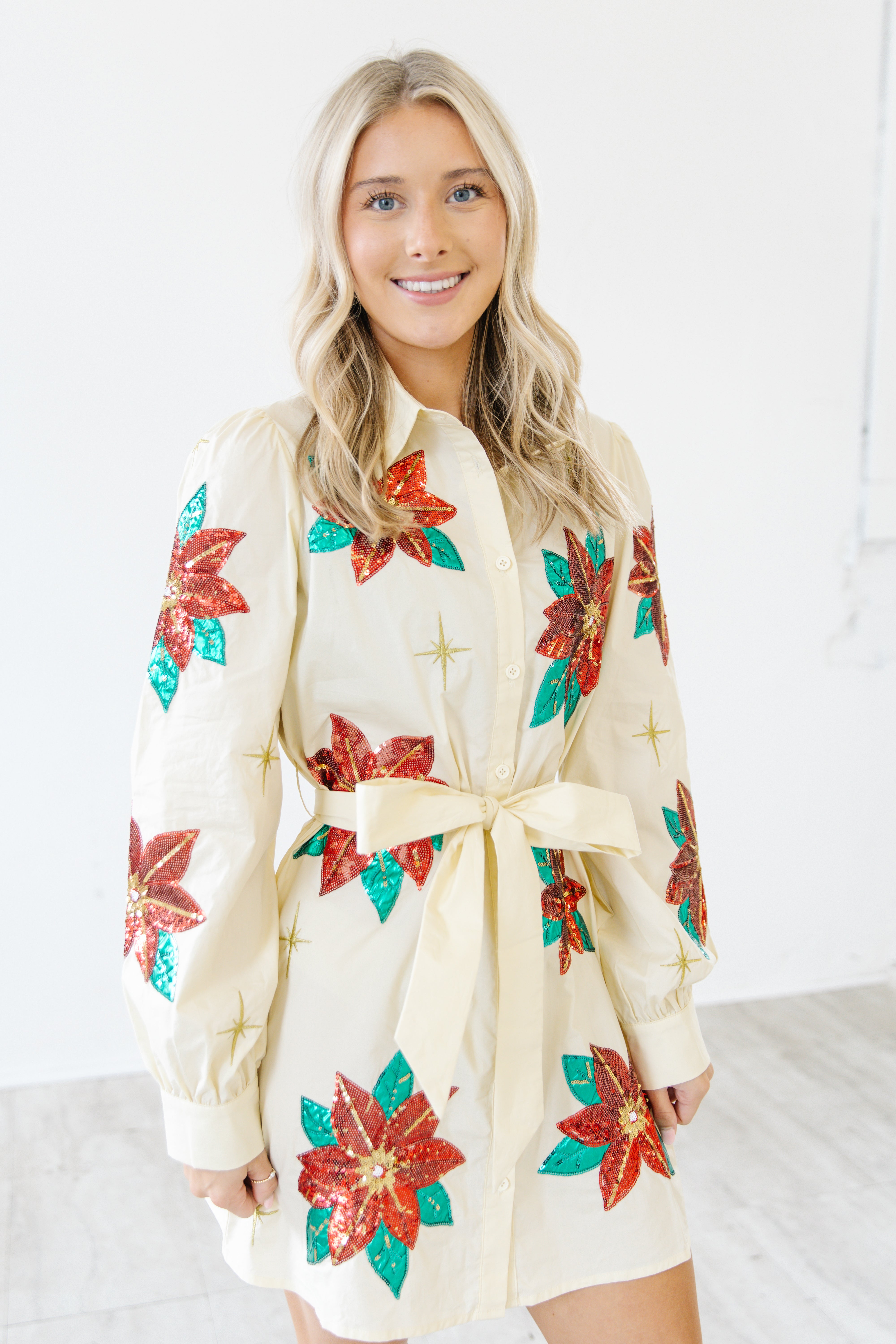 Pretty poinsettia sequin dress | PREORDER