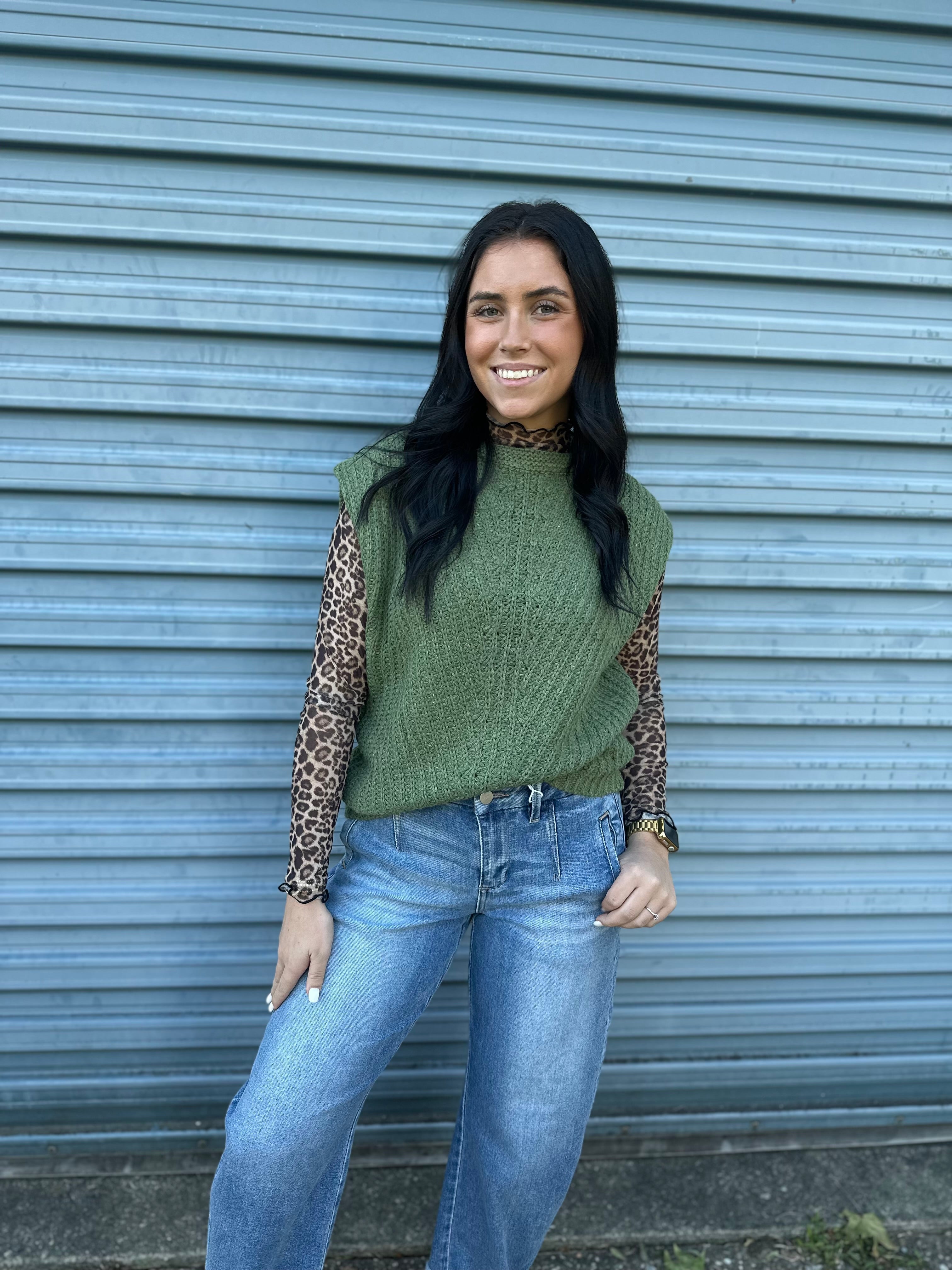 Sage Breeze Knit Vest