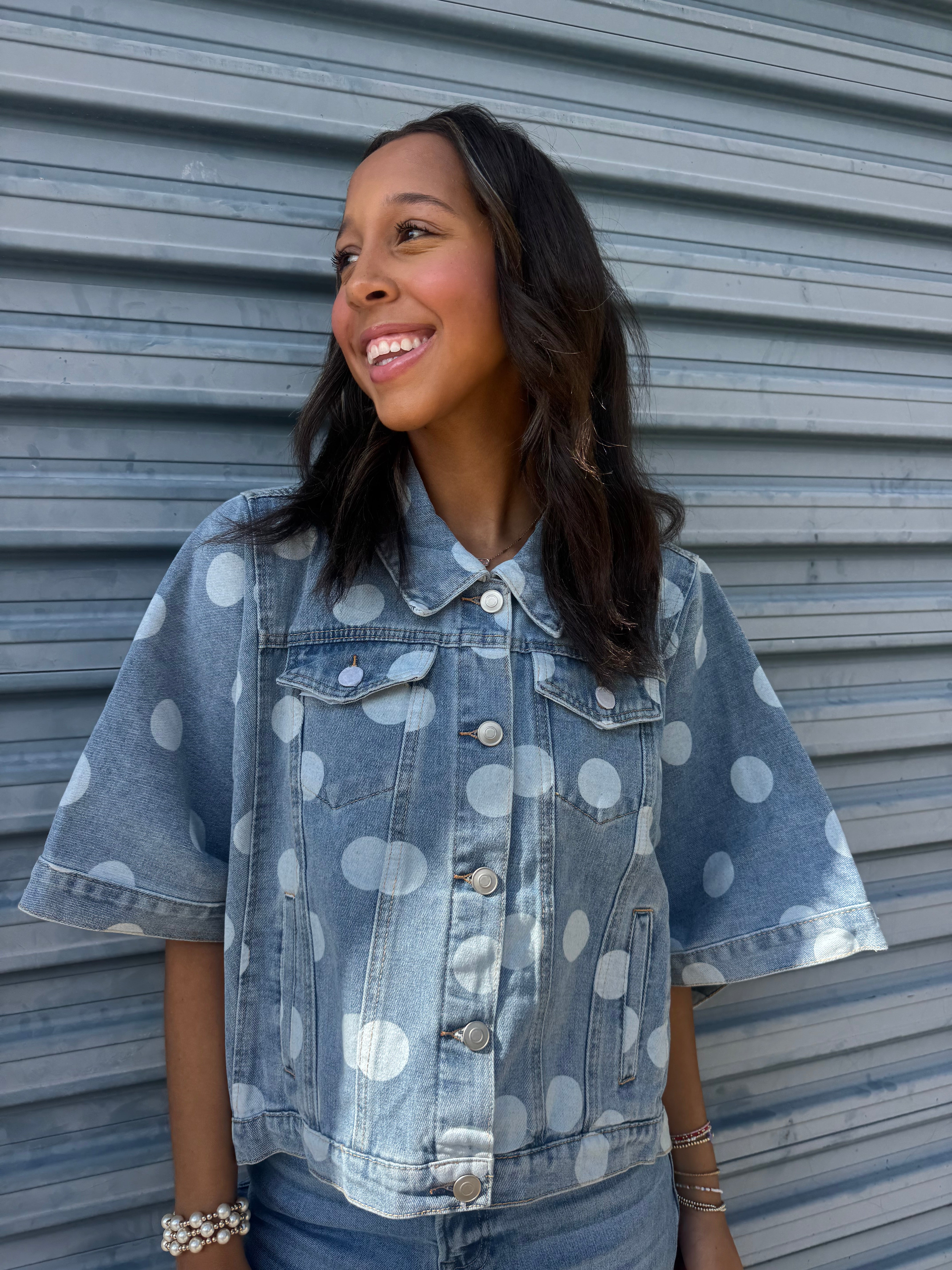 Dot On Denim Cape Jacket