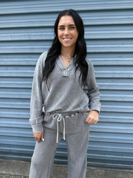 Charcoal Ribbed Lounge Set