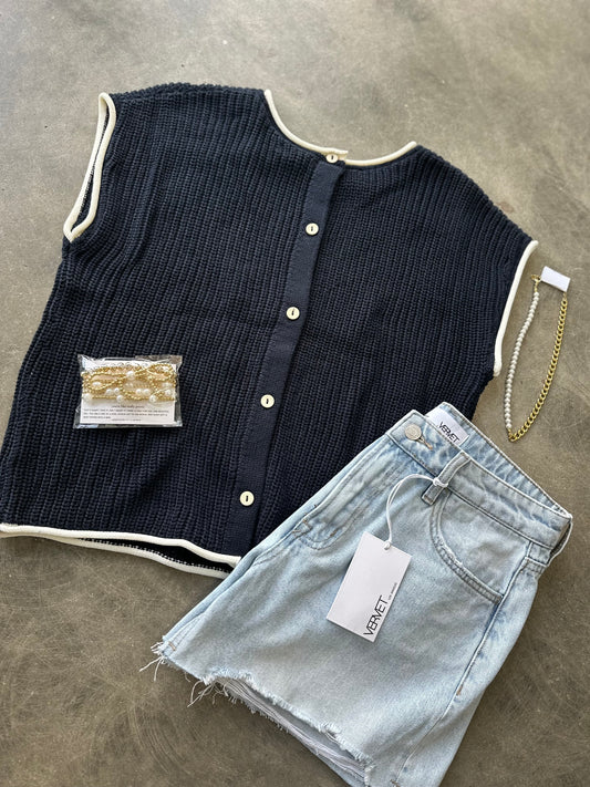 Navy sweater top