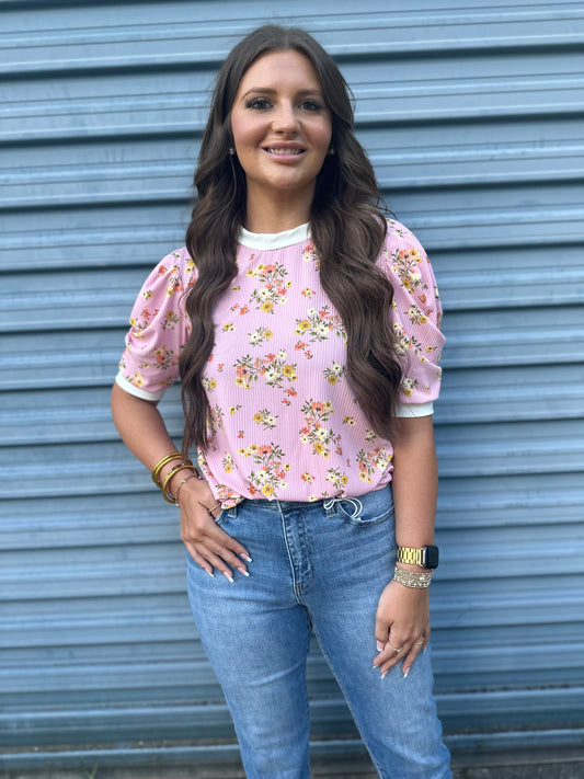 Puff sleeve floral blouse