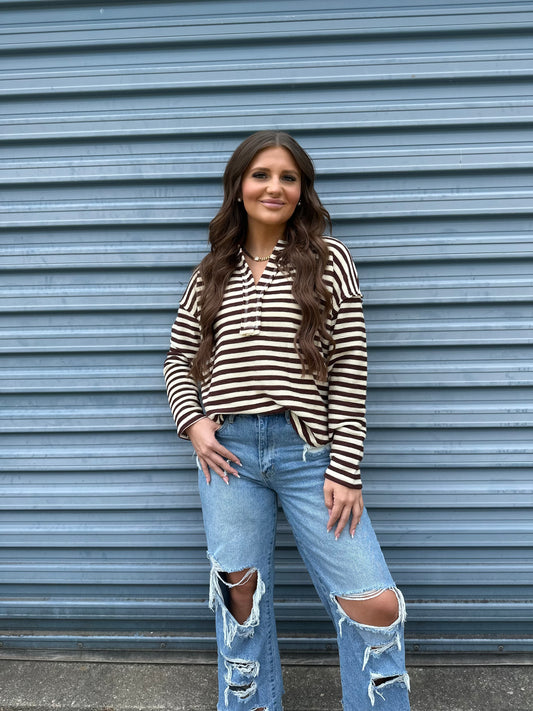 Mocha Striped Top