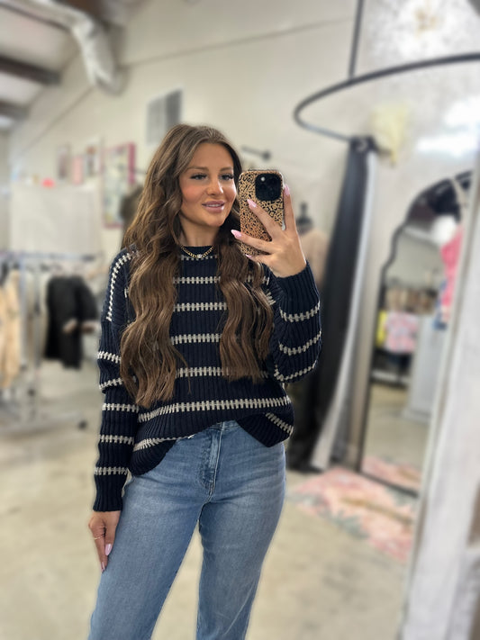 Midnight Blue Striped Sweater